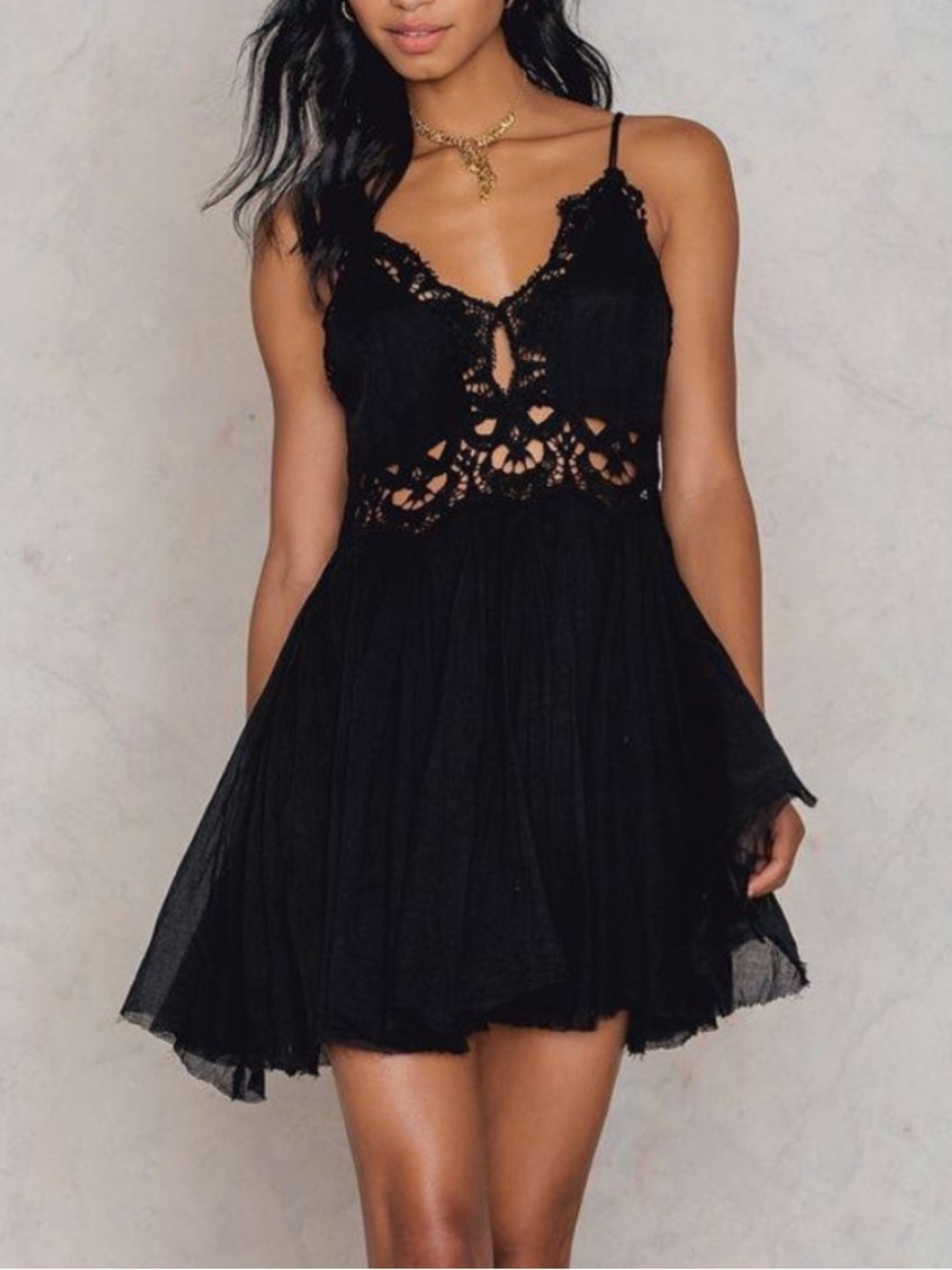 Free People S Black Boho Lace Inset Ilektra Dress